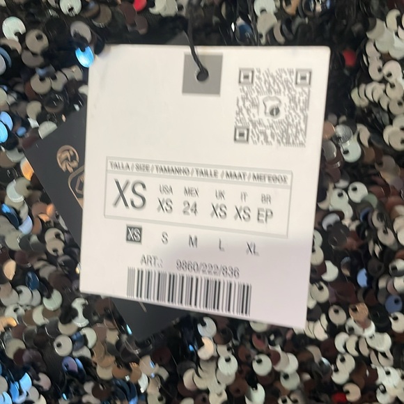 Zara pewter sequin high rise flares- party pants - Picture 4 of 11